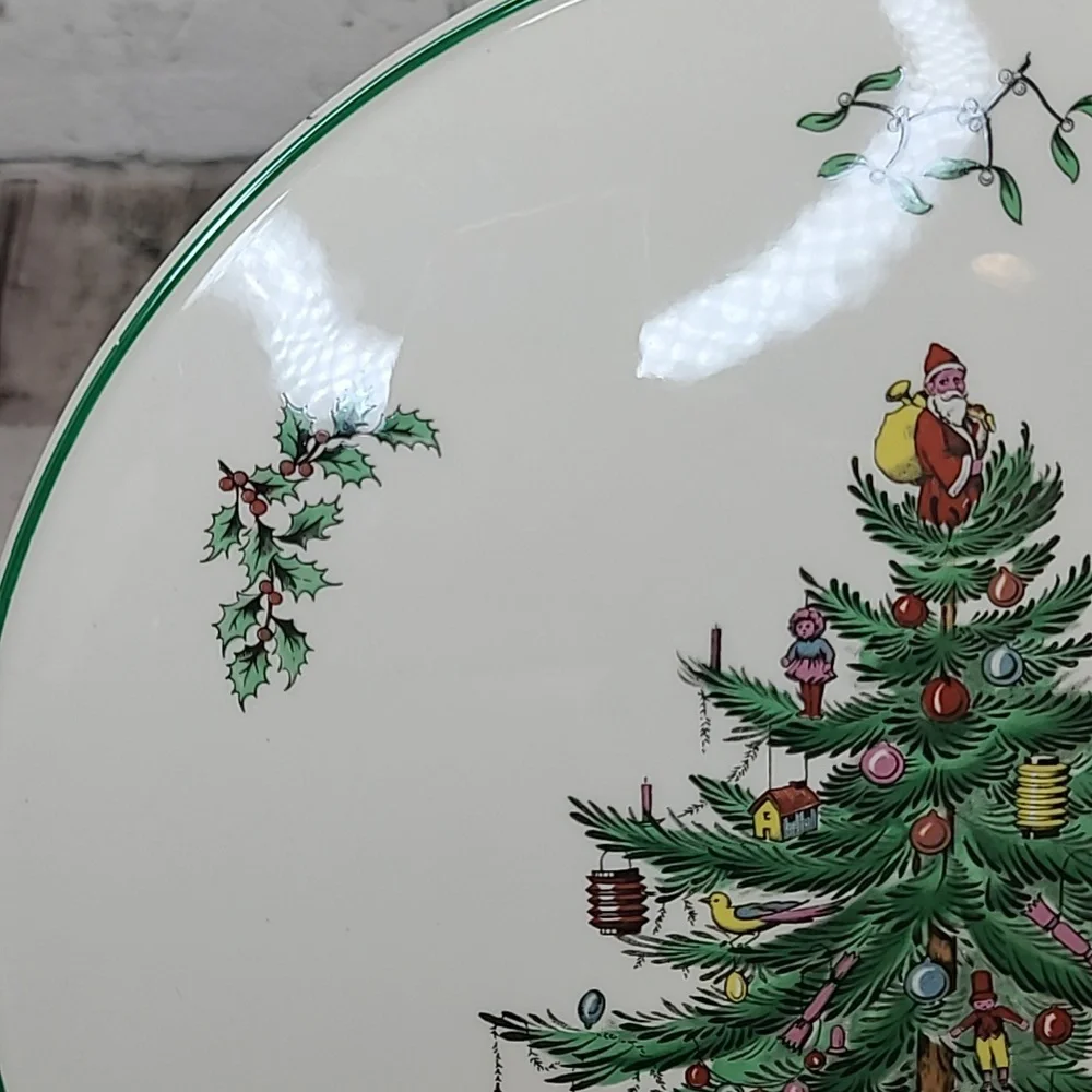 Spode Christmas Tree Classic Collectible Ceramic Round Cake Plate Vintage